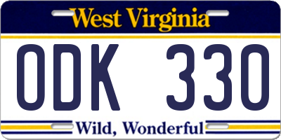 WV license plate ODK330