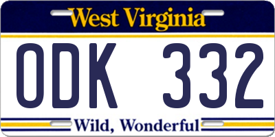 WV license plate ODK332