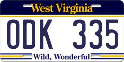 WV license plate ODK335