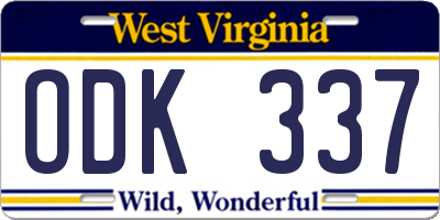 WV license plate ODK337