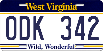 WV license plate ODK342