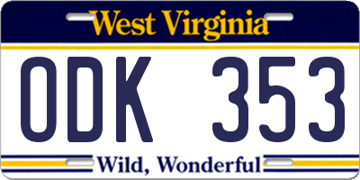 WV license plate ODK353