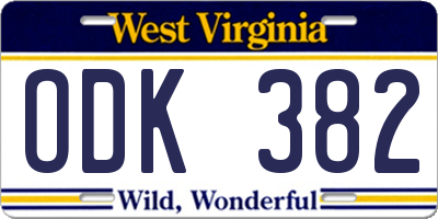 WV license plate ODK382