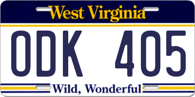 WV license plate ODK405