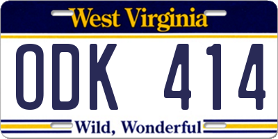 WV license plate ODK414