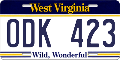 WV license plate ODK423