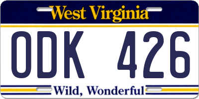 WV license plate ODK426