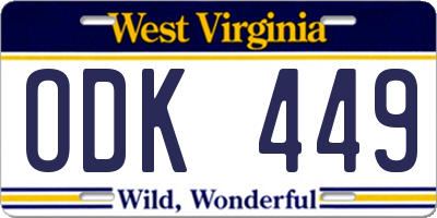 WV license plate ODK449