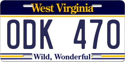 WV license plate ODK470