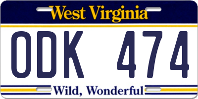 WV license plate ODK474