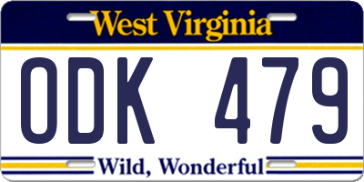 WV license plate ODK479