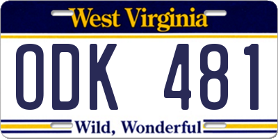 WV license plate ODK481