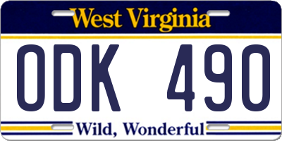 WV license plate ODK490