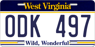 WV license plate ODK497