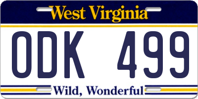 WV license plate ODK499