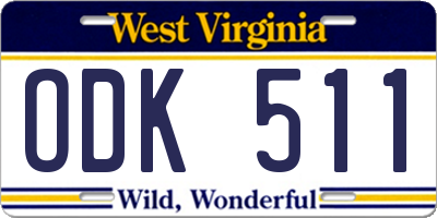 WV license plate ODK511