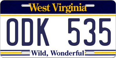 WV license plate ODK535