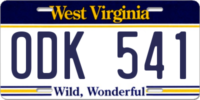 WV license plate ODK541