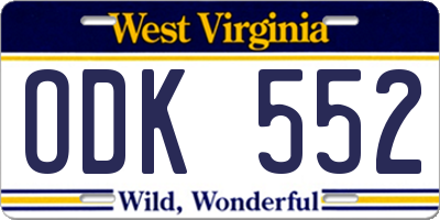 WV license plate ODK552