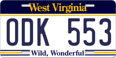 WV license plate ODK553