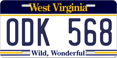 WV license plate ODK568