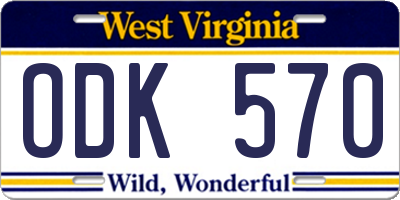 WV license plate ODK570