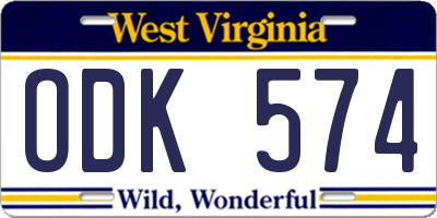 WV license plate ODK574