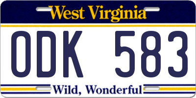 WV license plate ODK583