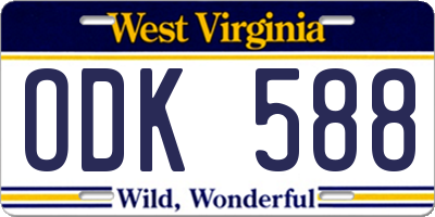 WV license plate ODK588