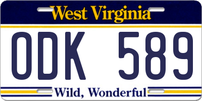 WV license plate ODK589