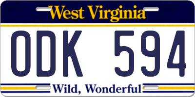 WV license plate ODK594
