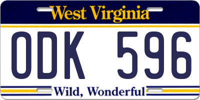 WV license plate ODK596