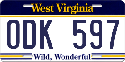 WV license plate ODK597
