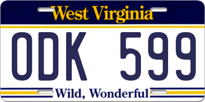 WV license plate ODK599