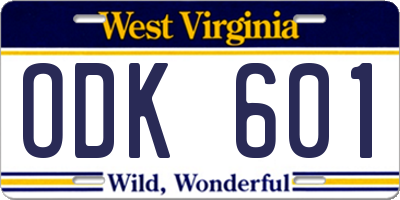 WV license plate ODK601