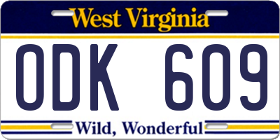 WV license plate ODK609