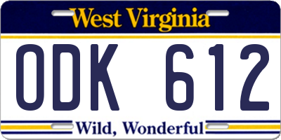 WV license plate ODK612