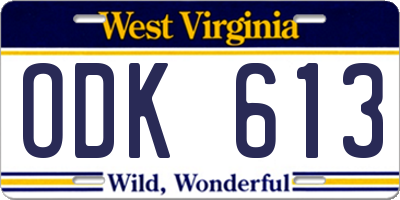 WV license plate ODK613