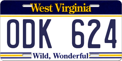 WV license plate ODK624