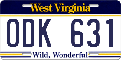 WV license plate ODK631