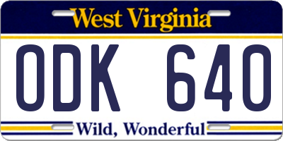 WV license plate ODK640