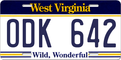 WV license plate ODK642