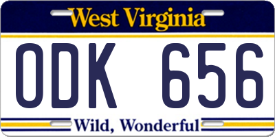 WV license plate ODK656