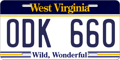 WV license plate ODK660