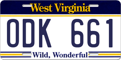 WV license plate ODK661