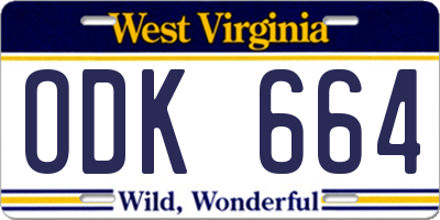 WV license plate ODK664