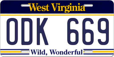 WV license plate ODK669