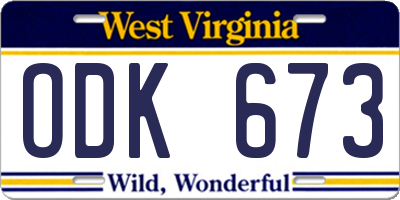 WV license plate ODK673