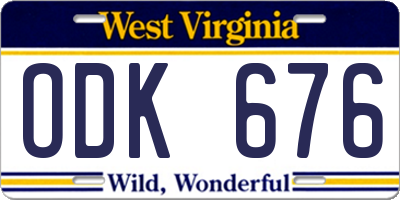 WV license plate ODK676