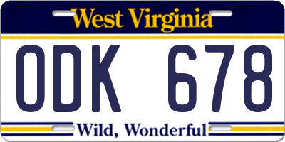 WV license plate ODK678